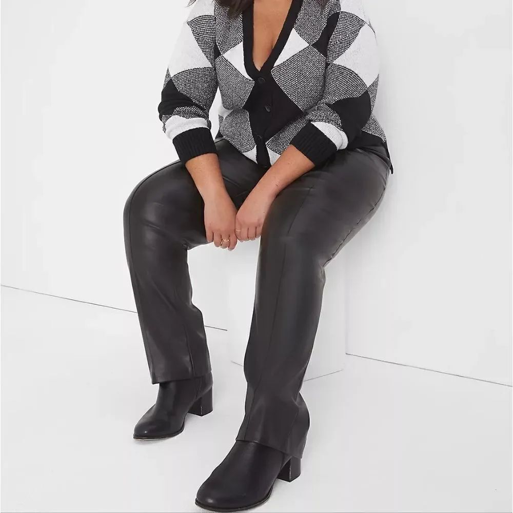 👖Lane Bryant Signature Fit Faux-leather Straight-leg Pants, Black